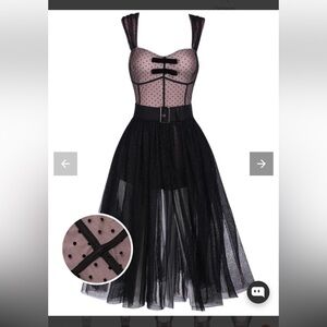 1950s style 2PC Elegant Black Mesh Dress
